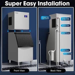 Máquina de Hielo Automática Comercial Refrigerada por Aire y Agua, con Contenedor de Almacenamiento de Acero Inoxidable para Bar - Product Image 2
