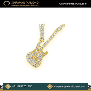 Joyería de Moda de Lujo de Primera Calidad, Guitarra Eléctrica de 0.33 Quilates, Colgante de Diamante Natural en Oro de 14K, Regalo para Hombre o Mujer - Product Image 4