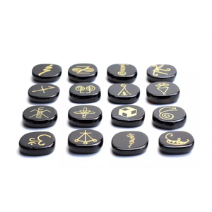 ชุดหิน Karuna สีดำรูปหินปาล์ม16ชิ้น karuna คริสตัลคริสตัลรักษาธรรมชาติขายส่ง - Product Image 3