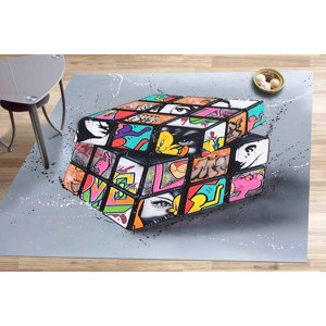 Alfombra con Diseño de Cubo de Rubik: Decoración Personalizada para Sala de Juegos, Alfombra Suave con Pelo Largo - Product Image 3