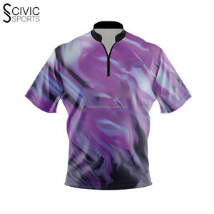 Custom Made Bowling 1/4 Zip Jerseys 100% Polyester Drop Shoulder Ringer Haute Qualité Plus Size Hommes - Product Image 5