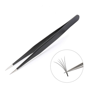 Pinzas de pestañas de acero inoxidable con logotipo personalizado con punta de fibra puntiaguda Etiqueta privada Uso de cejas para extensión de pestañas - Product Image 4