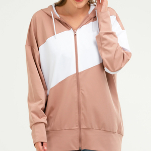 เสื้อฮู้ดซิปผู้หญิงสำหรับฤดูหนาว สไตล์สตรีทแวร์ แขนยาว ผ้าฝ้าย 100% ทรงปกติ คุณภาพสูง ปรับแต่งได้ พร้อมโลโก้ด้านหน้า - Product Image 1