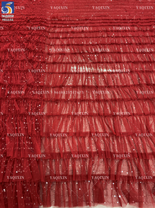 YX1151 di alta qualità 200gsm maglia 3D <span class=keywords><strong>Tulle</strong></span> <span class=keywords><strong>rosso</strong></span> gonna gonfia tessuto con paillettes <span class=keywords><strong>Tulle</strong></span> <span class=keywords><strong>Tulle</strong></span> per bambina 'vestito da principessa 5 yarde - Product Image 4