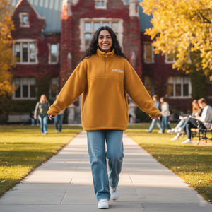 Sudadera de punto de invierno con estampado personalizado para mujer, sudadera de gran tamaño de algodón puro con cuello simulado, ropa griega universitaria - Product Image 3