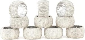 Anneaux de serviette en plastique perlé, décoration de table élégante pour mariages, Noël, dîners, fêtes, occasions spéciales, lot de 4 - Product Image 6