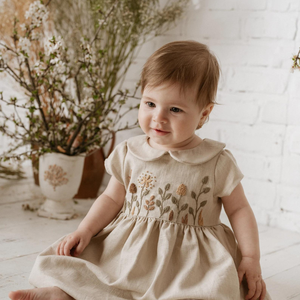 Robe en lin doux brodée à la main pour bébés filles, style décontracté pour le premier anniversaire des tout-petits, fabrication OEM au Vietnam - Product Image 4