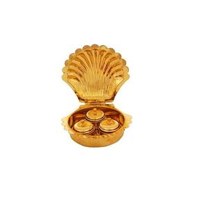 Boîte à Kumkum en laiton avec couvercle sécurisé et fermeture sécurisée, design sculpté, thème moderne, logo personnalisé - Product Image 1