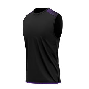 Camiseta sin mangas con logotipo personalizado para hombre, ropa de gimnasio de algodón/poliéster, camiseta sin mangas para correr de talla grande, diseño personalizado - Product Image 3