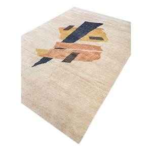 Sthir Beige & Brown Hand Knotted Wool <b>Rug</b> AKWT-1028 Abstract Pattern <b>for</b> Home Use - Product Image 2