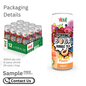 Fresa Boba té OEM ODM Etiqueta Privada fabricante de bebidas formulación personalizada Vietnam fábrica 320ml botella para mascotas 24 cartón - Product Image 6