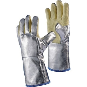 Gants JUTEC résistants à la chaleur à 5 doigts, taille 10, jaune/argent, avec aramide, conformes aux normes EN 388 et EN 407, EPI catégorie III, pour usage en jardinage - Product Image 1