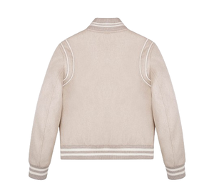 Invierno Melton Wool College Varsity Jacket Reflective Shoulder Stripes CollegeBaseballjacket para hombres DDP Shipping - Product Image 2