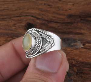 Bague ajustable en argent sterling 925 faite à la main avec topaze bleue naturelle Cadeau d'anniversaire unique pour son incrustation de réglage de lunette - Product Image 6