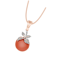 Bijoux fins personnalisables pour femmes pendentif rond en pierre orange avec feuille de diamant en or véritable 14 carats 18 carats OEM ODM Inde pour enfants