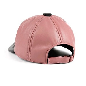หมวกเบสบอลหนังแท้สีชมพูลูกกวาดปรับได้สำหรับผู้ชายผู้หญิงวัยรุ่นและผู้หญิงหมวกฮิปฮอปที่อบอุ่นแบบลำลองมีลิ้นเป็ด - Product Image 2