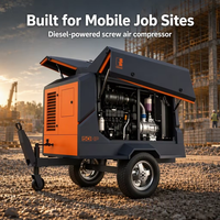 Compresseur d'air industriel portable 220 CV 17 bars, compresseur à vis diesel remorquable pour le forage de puits d'eau