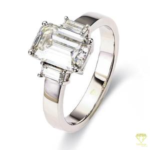 Anillo de compromiso de moissanita de lujo de excelente calidad, anillo de bodas brillante de corte brillante redondo de solitario de oro blanco para mujer - Product Image 4