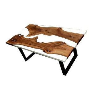 Mesa de Comedor Rectangular de Resina Epoxi Hecha a Mano de Lujo con Madera de Acacia Impermeable para el Hogar, Oficina, Hotel, Sala de Estar, Regalo de Diwali - Product Image 1