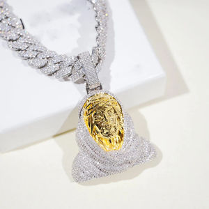 จี้และเครื่องประดับสวยงามแนวฮิปฮอปทางศาสนาของพระเยซูถูกทำให้เย็นลง925เงินสเตอร์ลิงและเพชรที่ใช้ในห้องปฏิบัติการ Vvs1ที่ปลูกในห้องแล็บ - Product Image 1