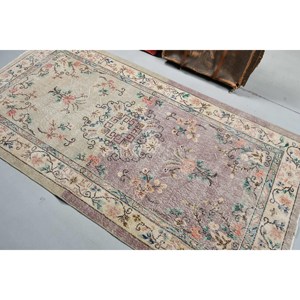 พรมตุรกี ขนาด 4.1x7.9 ฟุต พรมวินเทจ พรมขอบสีน้ำตาลน้ำเงิน - Product Image 4