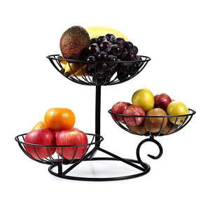 Decorative Vintage Design Home <b>Kitchen</b> 2-Tier <b>Storage</b> Organizer Rack Iron Fruits & <b>Vegetable</b> Basket Home <b>Kitchen</b> Essentials - Product Image 5