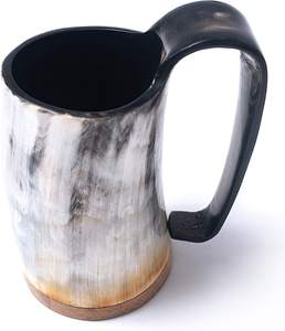Taza de café de cuerno vikingo de alta calidad con Base de resina para uso en exteriores del hogar del coche con artesanías solares de India sheeri - Product Image 1