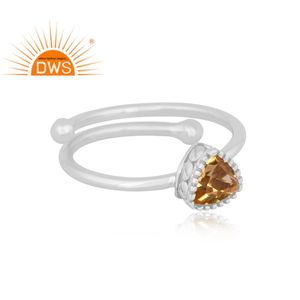 แหวนพลอยซิทรีนธรรมชาติสีเงินสเตอร์ลิงแหวนวางซ้อนกันได้ผู้ผลิตเครื่องประดับตามสั่ง - Product Image 3