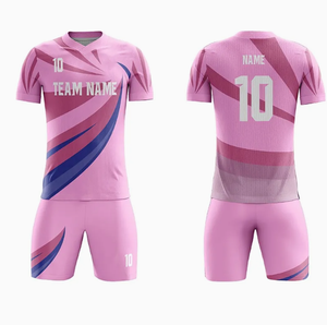 Uniformes de fútbol transpirables de alta calidad Set Custom Blue Pink Yellow Green Color Men's Team Soccer Wear Kits - Product Image 5