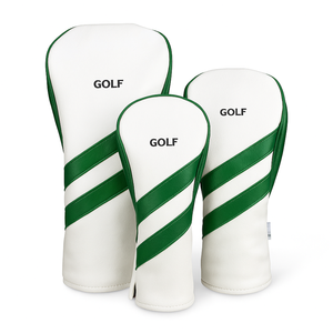 Lot de 3 housses de golf élégantes personnalisées en cuir PU pour hommes Design classique à rayures noires, rouges, vertes et blanches - Product Image 2