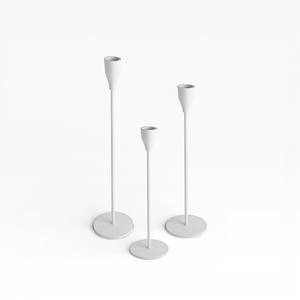 Minimal <b>White</b> Metal Candle Holder Pair With Slim Stem For Scandinavian And Modern Home Decor - Product Image 2