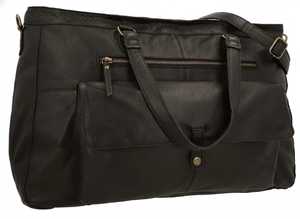 Black Leather Weekender Bag Large Travel Duffle <b>For</b> Men <b>Women</b> Overnight Carry On Gym Tote Shoulder <b>Handbag</b> Big <b>Laptop</b> Business - Product Image 3