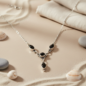 Collar de Plata 925 con Ónix para Mujer, Colgante de Moda, Joyería, Regalo - Product Image 1