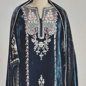 NEWLY--EMBROIDERY ON LONG KURTA ,SALWAR DRESS EMBELLISH WITH CRYSTAL GLASS BEADS,DABKA ,WORK for Party-WEAR/WEDDING @ 2022 - Product Image 1