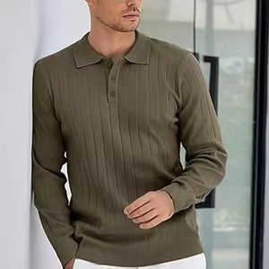 เสื้อยืดลำลองผู้ชาย LVLAEA ลายเส้น ฤดูใบไม้ผลิ ฤดูร้อน ผ้าไม่หด คอปกโปโล คอวี แขนสั้น ระบายอากาศได้ดี - Product Image 3