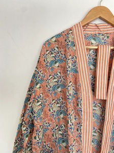 Cotton Kimono Robe Dressing Gown Block Print <b>Bridesmaid</b> Robe Summer Nightwear <b>Dress</b> One Size - Product Image 2