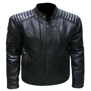 Écussons de broderie personnalisés pour hommes Bomber imperméable en cuir de haute qualité Veste en cuir véritable de rue classique - Product Image 1