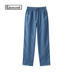 Breathable Anti Wrinkle Blue <b>Women</b> Casual Trousers Lightweight Lounge <b>Pants</b> Straight Leg Flat Summer Comfort Fit Soft Home - Product Image 1