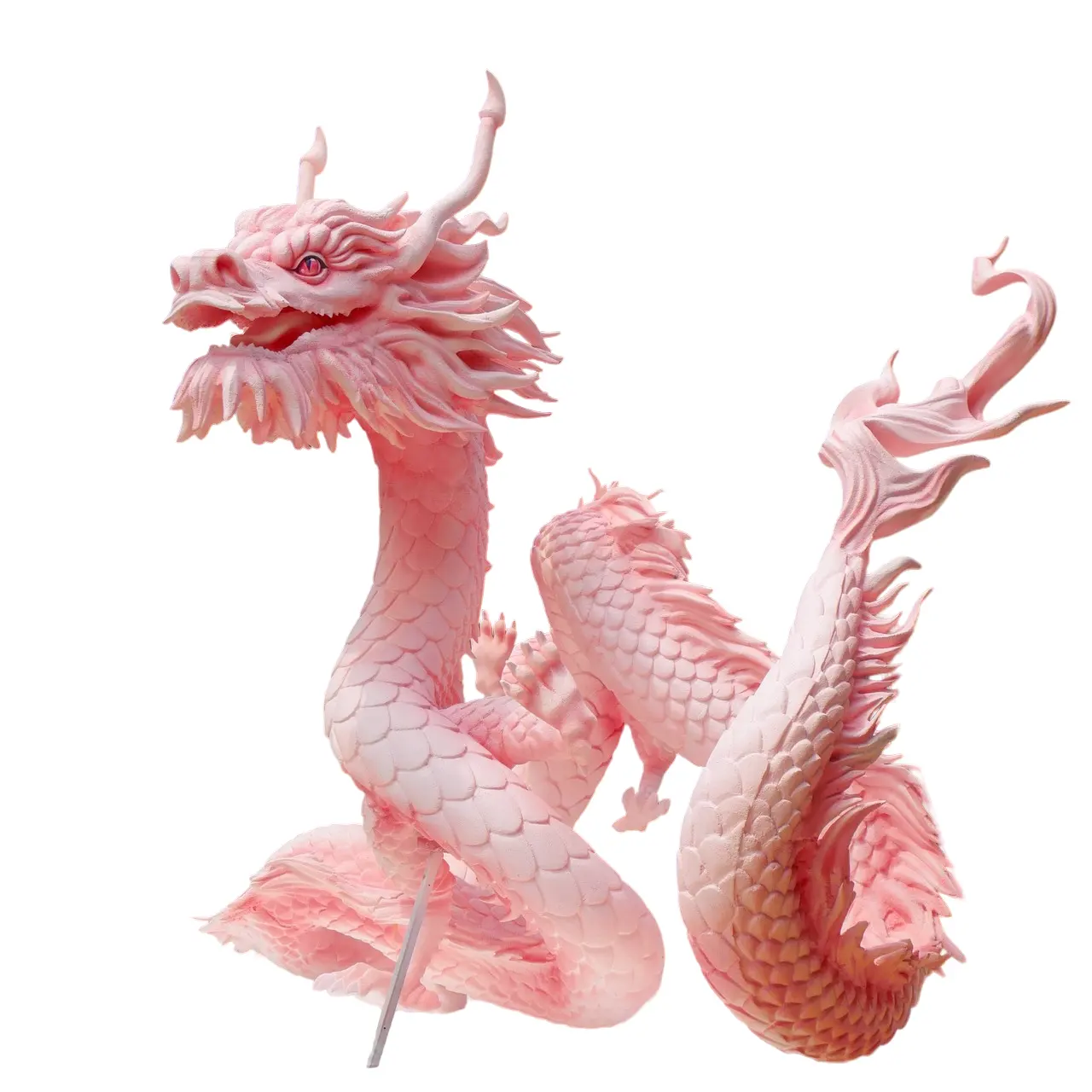 घटनाओं और घरों/बगीचों के लिए गुलाबी रंग का अनुकूलित आकार एशियाई शैली का 3डी ड्रैगन सजावट मॉडल उच्च गुणवत्ता