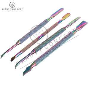 Kit de poussoir de cuticules d'ongles arc-en-ciel à double extrémité en acier inoxydable durable en gros ensemble d'outils de suppression d'art d'ongle - Product Image 3