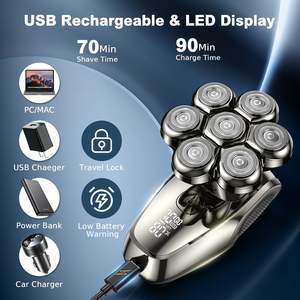 Kit de toilettage pour homme 5 en 1, rasoirs électriques pour hommes chauves, rasoirs humides et secs, alimentés par USB, avec écran LED, étanches IPX7 - Product Image 4