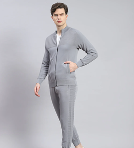 Conjunto de chaqueta y pantalones con cremallera gris informal para hombre, chándal elegante y funcional para uso diario - Product Image 2