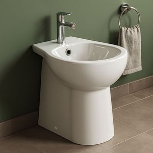 Pacco di Design da 1 con pavimento in ceramica bianca lucida anatra - Product Image 1