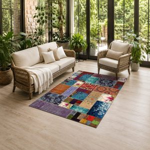 RUGS DEPOT LXDP-0263 Wholesale Multicolor Neutral Ethnic Kilim Digital Printed Machine Washable Chenille Area Rug Non <b>Slip</b> - Product Image 6
