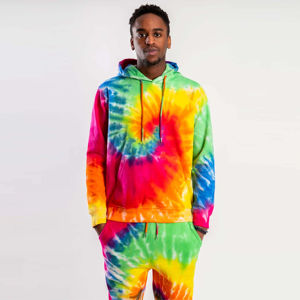 Conjunto de chándales de otoño e invierno para hombre al mejor precio, forro polar grueso, teñido anudado, estampado en ropa usable, a la venta - Product Image 2