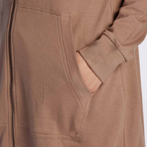 Haute Qualité Longue Longueur Zipper Hoodies Brun Teinture Coton Surdimensionné Femmes Zipper Hoodies - Product Image 4