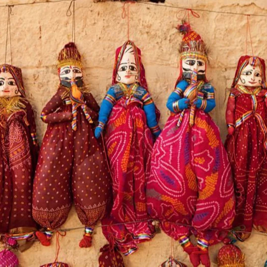 Katputli Marionette burattini burattino indiano tradizionale fatto a mano Rajasthani Vintage bambola di legno festa sfondo di nozze decorare