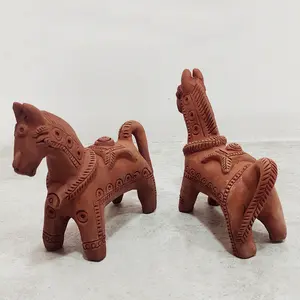 Vara de cerâmica indiana artesanal vintage modelo cavalo de terracota brinquedo decoração para casa hotel restaurante melhor preço de atacado