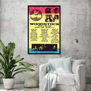 Affiche Woodstock avec cadre noir, décoration murale, affichage en ligne - Product Image 1