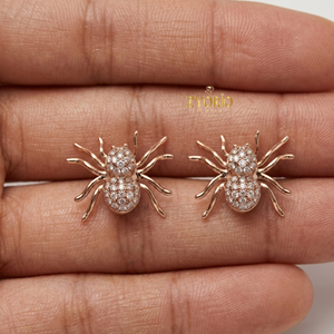 Pendientes de Oro de 14K con Diseño de Araña para Mujer, Zyorio Jewels, con Micro Pavé de Diamantes, Certificación IGI, Inspirados en la Naturaleza, de Lujo - Product Image 4